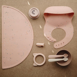 Silicone Baby Bib (Powder Pink Confetti)