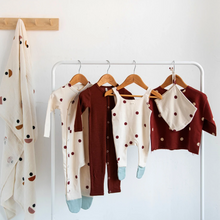 Load image into Gallery viewer, Burgundy Dots Pixie Bonnet (4409335021630)