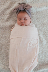 Organic Cotton Muslin Wrap Blanket - Blush