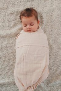 Organic Cotton Muslin Wrap Blanket - Blush