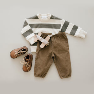 Grayson Pullover - Fog/Ecru Stripe