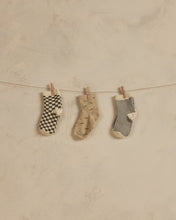 Load image into Gallery viewer, printed socks || pool stripe, olive check, bananas