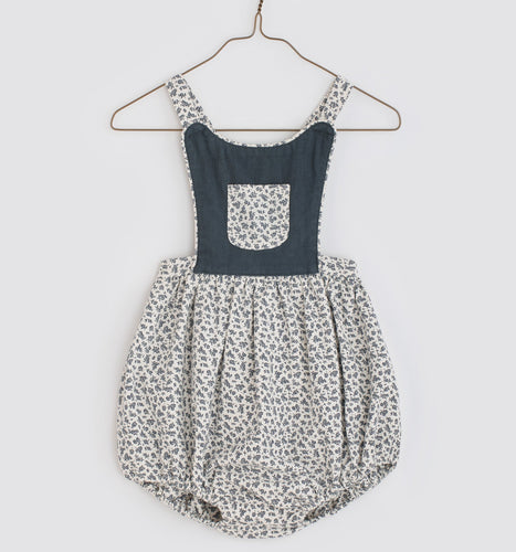 Dhalia Romper - anemone floral in blue