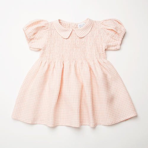 Draughts Dress - Powder Pink Check Linen