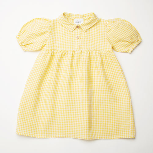 Duck, Duck, Goose Dress - Lemon Check Linen