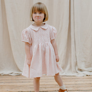 Draughts Dress - Powder Pink Check Linen