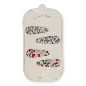 4 PACK FABRIC HAIR CLIP - POPPY/ESPALIER PETIT