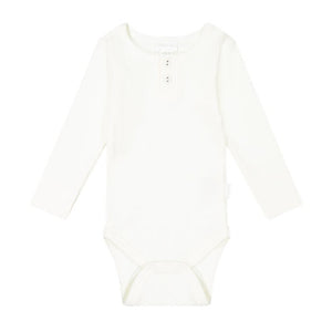 Organic Cotton Fine Rib Bodysuit - Milk  **Preorder**