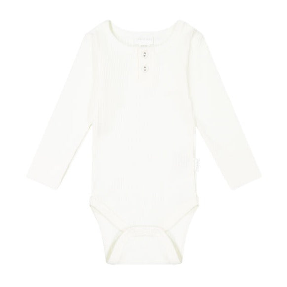 Organic Cotton Fine Rib Bodysuit - Milk  **Preorder**