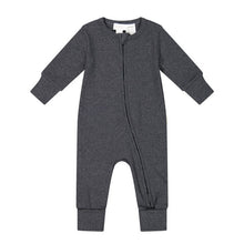 Load image into Gallery viewer, Organic Cotton Fine Rib Gracelyn Onesie - Onyx Marle