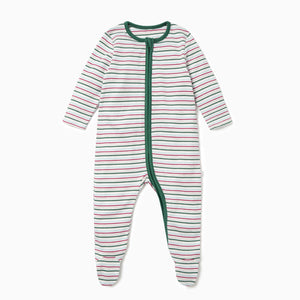 Festive Stripe Zip-Up Sleepsuit
