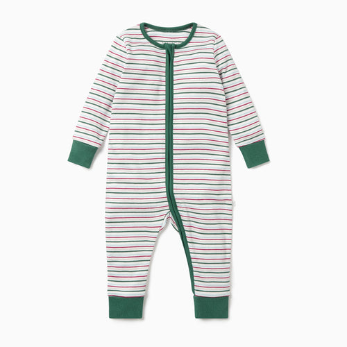 Festive Stripe Zip-Up Sleepsuit