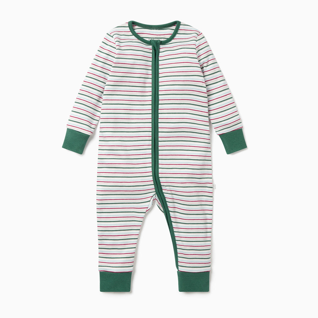 Festive Stripe Zip-Up Sleepsuit