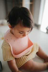 Silicone Baby Bib (Powder Pink Confetti)