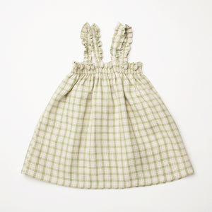 Daisy Chain Dress - Olive & Oat Check Linen