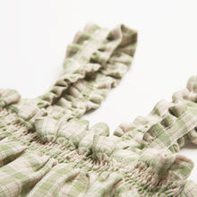 Load image into Gallery viewer, Daisy Chain Dress - Olive &amp; Oat Check Linen