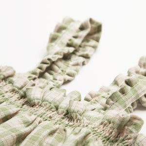 Daisy Chain Dress - Olive & Oat Check Linen