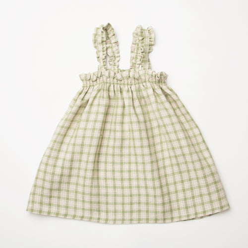 Daisy Chain Dress - Olive & Oat Check Linen
