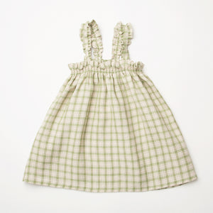 Daisy Chain Dress - Olive & Oat Check Linen