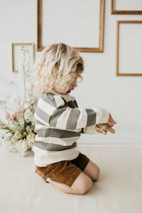 Grayson Pullover - Fog/Ecru Stripe