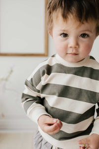 Grayson Pullover - Fog/Ecru Stripe