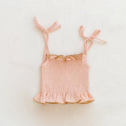 smocked crop blouse - peach