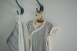 Short Sleeve Kimono One-Piece - Stripes Away Ink Blue