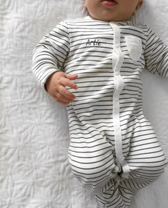 Front-Opening Sleepsuit - Grey Stripe