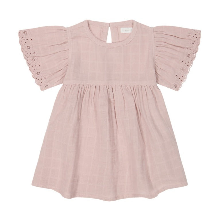 Organic Cotton Muslin Phillipa Dress - Powder Pink