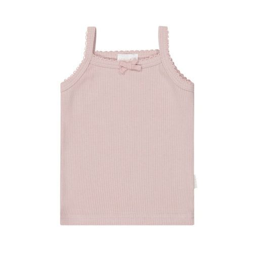 Organic Cotton Fine Rib Classic Singlet - Powder Pink