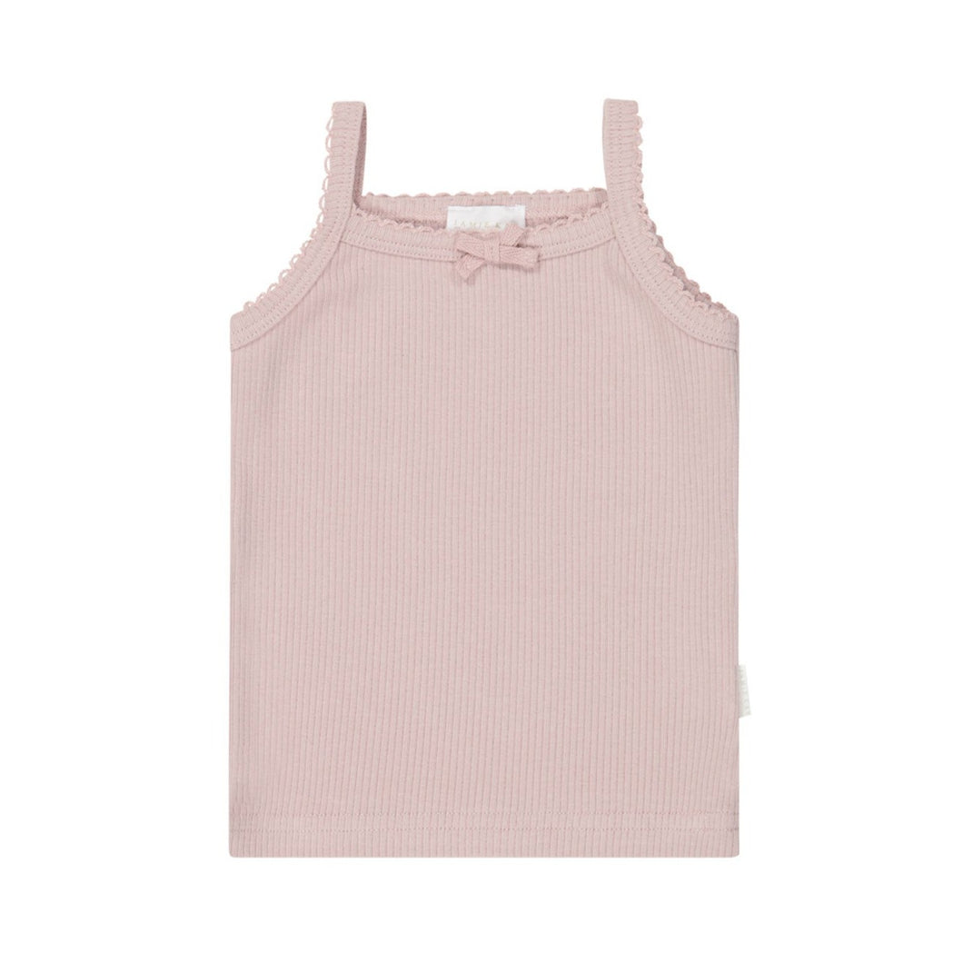 Organic Cotton Fine Rib Classic Singlet - Powder Pink