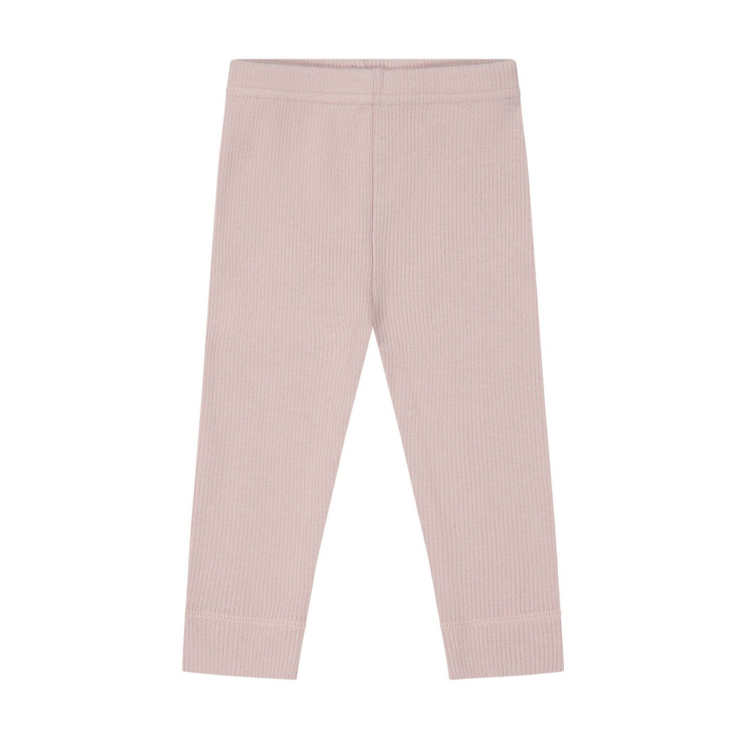 Organic Cotton Fine Rib Legging - Powder Pink