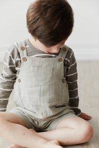 Organic Cotton Muslin Bowie Short Overall - Moss