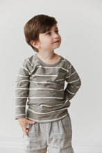 Load image into Gallery viewer, Landon Long Sleeve Tee - Fog/Ecru Stripe