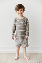Load image into Gallery viewer, Landon Long Sleeve Tee - Fog/Ecru Stripe