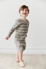 Load image into Gallery viewer, Landon Long Sleeve Tee - Fog/Ecru Stripe