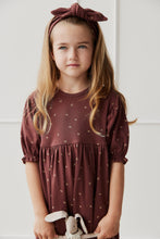Load image into Gallery viewer, Organic Cotton Penny Dress - Lea Floral Deep Brown