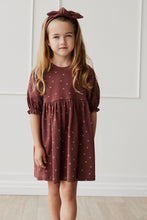 Load image into Gallery viewer, Organic Cotton Penny Dress - Lea Floral Deep Brown