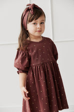 Load image into Gallery viewer, Organic Cotton Penny Dress - Lea Floral Deep Brown