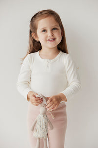 Organic Cotton Fine Rib Long Sleeve Bodysuit - Milk