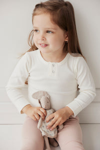 Organic Cotton Fine Rib Long Sleeve Bodysuit - Milk