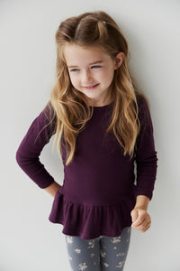 Organic Cotton Fine Rib Elsa Top - Sugar Plum