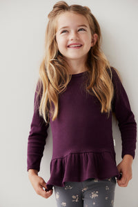 Organic Cotton Fine Rib Elsa Top - Sugar Plum