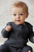 Load image into Gallery viewer, Organic Cotton Fine Rib Gracelyn Onesie - Onyx Marle