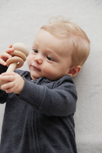 Organic Cotton Fine Rib Gracelyn Onesie - Onyx Marle