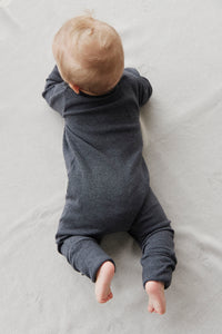 Organic Cotton Fine Rib Gracelyn Onesie - Onyx Marle