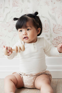 Organic Cotton Fine Rib Bodysuit - Milk  **Preorder**