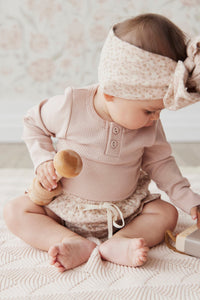 Organic Cotton Fine Rib Bodysuit - Dusky Rose