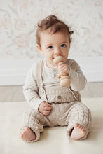 Load image into Gallery viewer, Organic Cotton Fine Rib Long Sleeve Bodysuit - Jean Stripe Sand