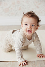 Load image into Gallery viewer, Organic Cotton Fine Rib Long Sleeve Bodysuit - Jean Stripe Sand